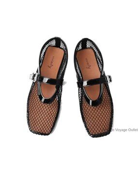 Mesh Ballet Flats Mary Jane Fishnet Shoes Comfy Slip-On Casual Party Wear